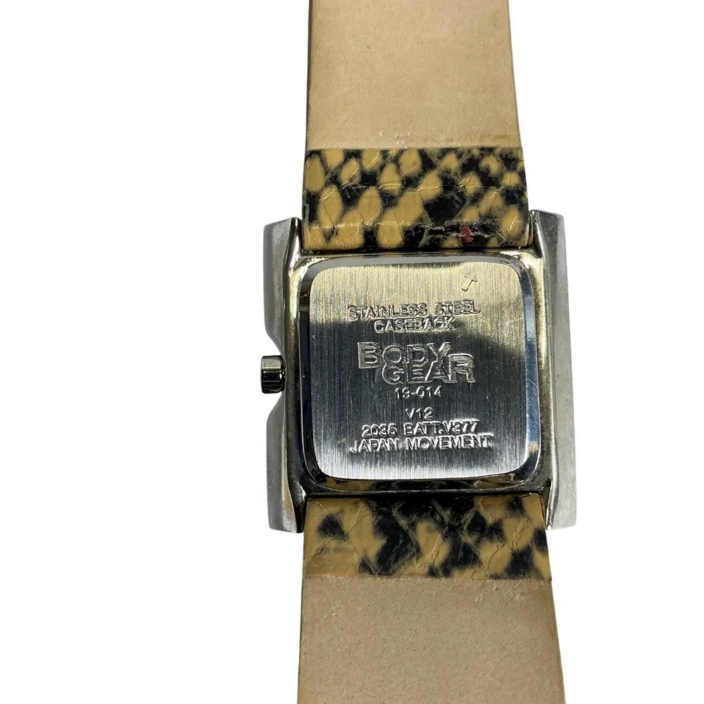 Body Gear Quartz Watch Womens‎ Square Silver Tone Snake Band Untested